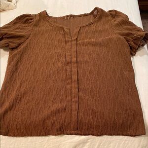 SHEIN Brown Puff Sleeve Boxy Blouse